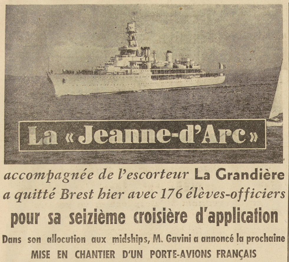 Navire La Jeanne d'Arc Brest Le Télégramme de Brest 17 septembre 1953