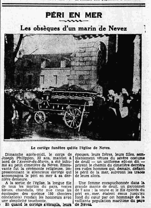 Névez Périe en Mer Philippon Joseph Le Petit Breton 2 février 1936