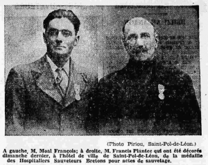 Saint-Pol-de-Léon Moal François Plantec Francis médaille des Hospitaliers Sauveteurs Bretons Le Petit Breton 6 décembre 1936