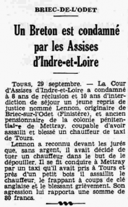 Briec Mr Lennon condamné Assises d'Indre et Loire Le Petit Breton 4 octobre 1936