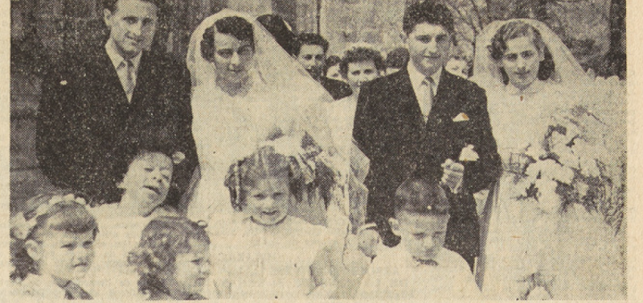 Gouesnou Mariages Mlles Germaine et Anne Laot avec Jean Prigent et Laurent Phélep Le Télégramme 13 mai 1955