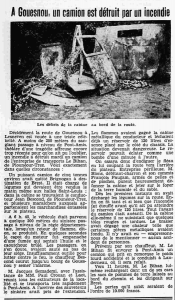 Gouesnou camion détruit par un incendie Le Petit Breton 1 novembre 1936