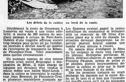 Gouesnou camion détruit par un incendie Le Petit Breton 1 novembre 1936
