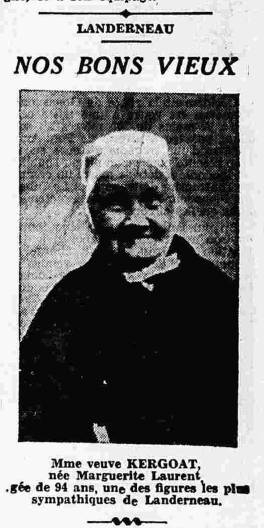 Landerneau Laurent Marguerite veuve Kergoat Le Petit Breton 1 novembre 1936