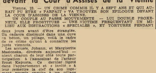 Assises de la Vienne accusés Johann et Marguerite Maslonska pour l'assassinat de l'acteur Ernst Kapusta Le Télégramme 24 mai 1955
