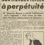 Gérard Dupriez condamné aux travaux forcés à perpétuité Le Télégramme 12 mai 1955