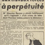 Gérard Dupriez condamné aux travaux forcés à perpétuité Le Télégramme 12 mai 1955