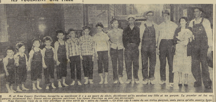 Ils voulaient une fille les époux Harrison eurent 13 garçons en 1955 Le Télégramme 6 mai 1955