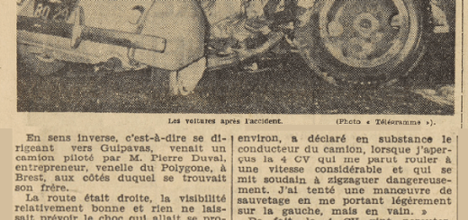 Landerneau une voiture percute un camion Le Télégramme 28 mai 1955