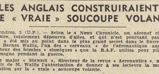 Les Anglais contruiraient une vrai soucoupe volante Le Télégramme 6 mai 1955