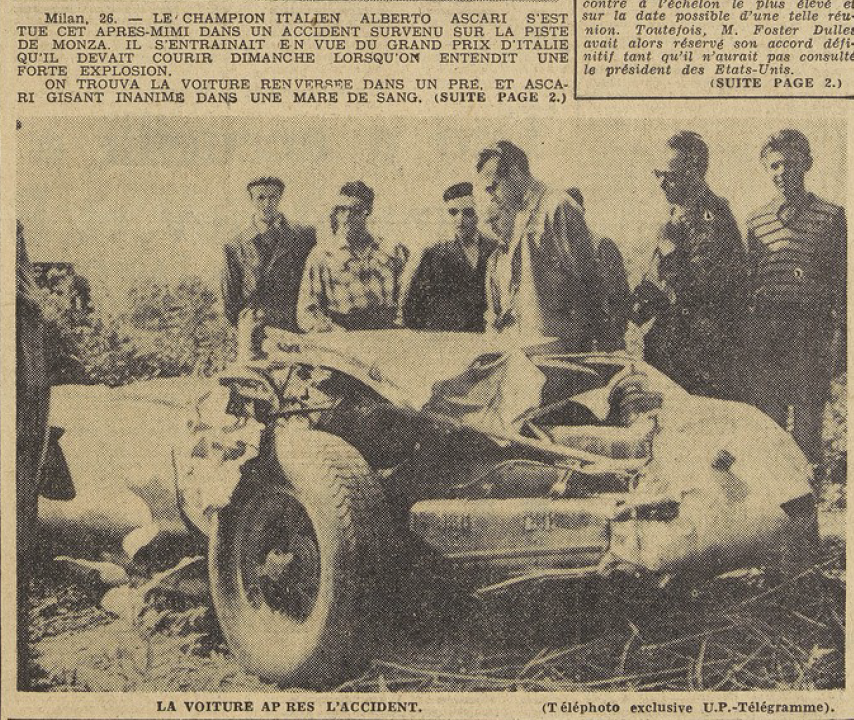 Milan Ascari se Tue à l'entaînement Le Télégramme 27 mai 1955