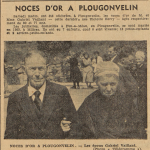 Plougonvelin Noces d'Or Mr et Mme Gabriel Vaillant Le Télégramme 23 mai 1955
