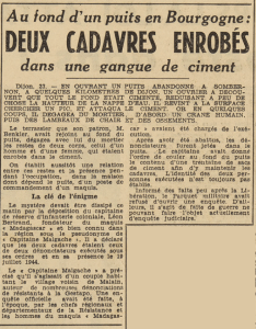 Sombernon deux cadavres de dénonciateurs découverts au fond d'un puit Le Télégramme 24 mai 1955