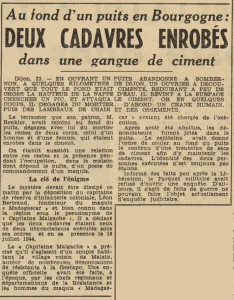 Sombernon deux cadavres de dénonciateurs découverts au fond d'un puit Le Télégramme 24 mai 1955
