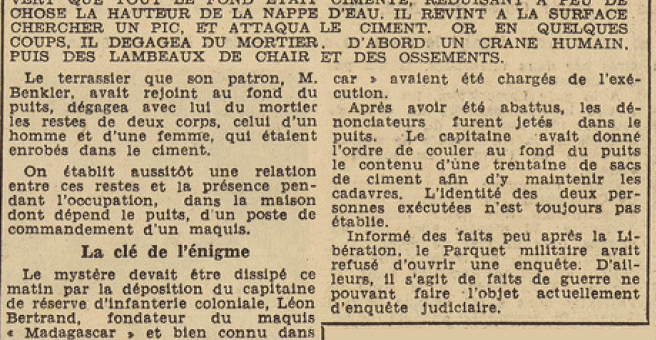 Sombernon deux cadavres de dénonciateurs découverts au fond d'un puit Le Télégramme 24 mai 1955