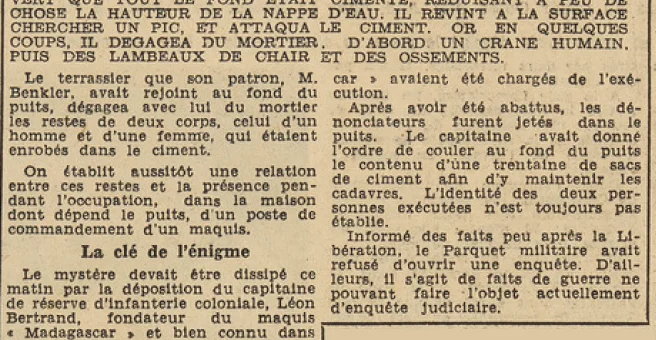 Sombernon deux cadavres de dénonciateurs découverts au fond d'un puit Le Télégramme 24 mai 1955