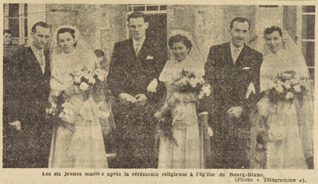 Brest Bourg-Blanc triples mariages Le Télégramme 6 Janvier 1954