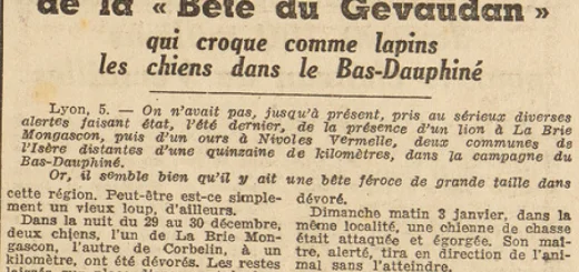 Des empreintes de la Bête du Gévaudan Le Télégramme 6 janvier 1954