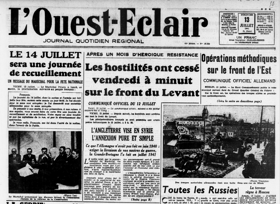 L'Ouest Eclair presse Finistérienne