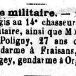 Médaille militaire Mrs Eva 14e chasseurs et Mrs Chausset, Brochet,Bigey gendarmes L'Avenir du Jura 6 Janvier 1906