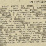 Pleyben état civil juin La Dépêche de Brest 4 juillet 1944