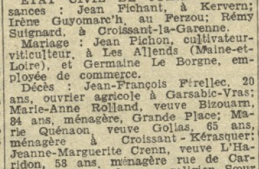 Pleyben état civil juin La Dépêche de Brest 4 juillet 1944