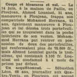 Tribunal correctionnel Ploujean Lounissi Ahmed Herrana Mohamed Sébastien Léon La Dépêche de Brest 3 juillet 1944